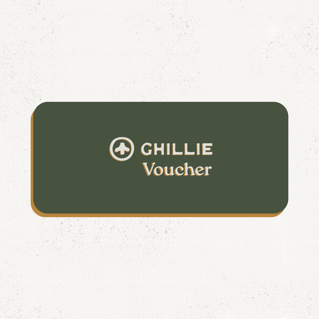 Ghillie Gift Voucher, a rifle green card with the Ghillie logo and the word Voucher, on a plain off-white background.