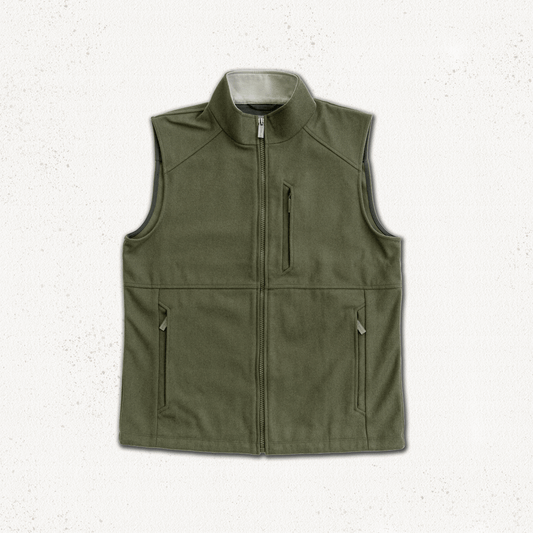 Torr Wool Gilet Heather Green - Flat Lay